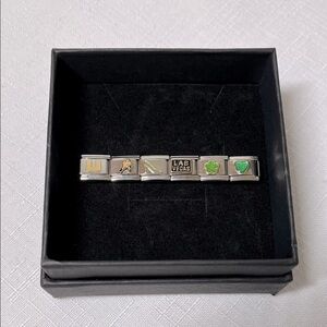 Variety brands Lot 6 Charms for Bracelet Stainless Steel Italy Stretch Vintage